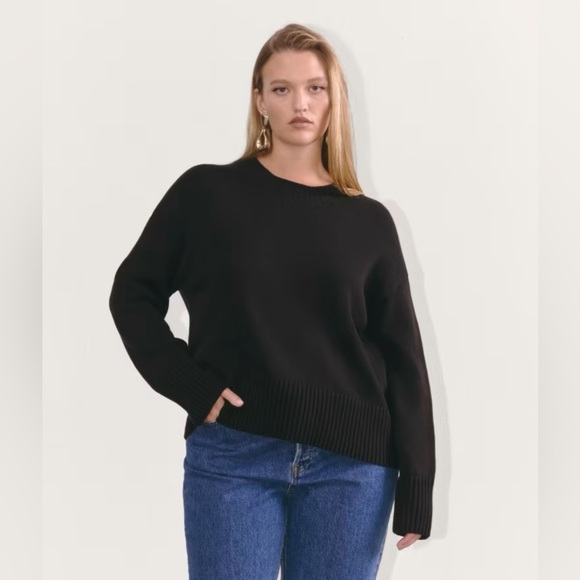 Everlane Boxy Sweater in Everyday Cotton Black NWT - Picture 3 of 5